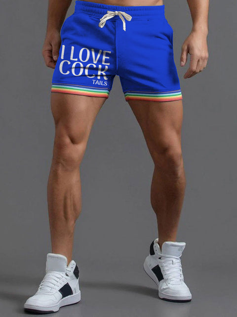 Men's LGBT Gay Pride I Love Cock-tails Casual Print Beach Shorts