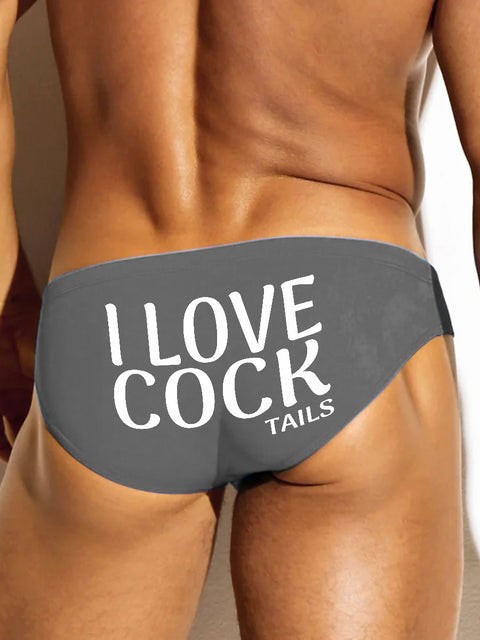 Men's LGBT Gay Pride I Love Cock-tails Print Casual Underwear