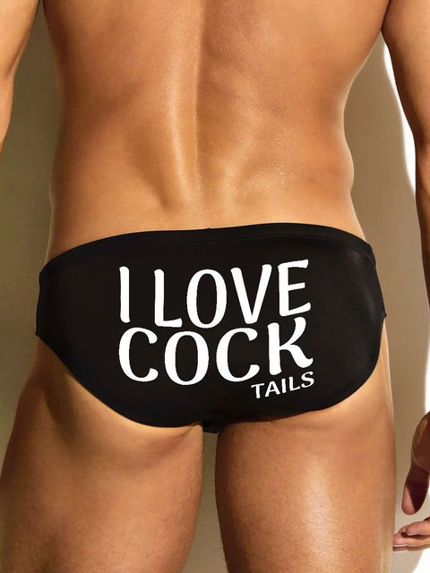 Men's LGBT Gay Pride I Love Cock-tails Print Casual Underwear