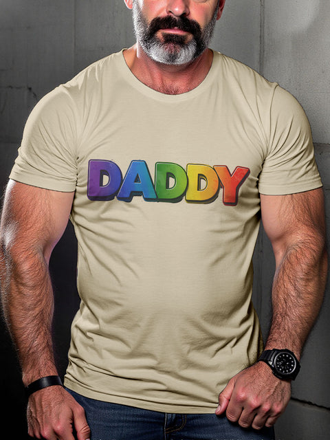 LGBT Gay Pride Rainbow Daddy Print Casual T-shirt