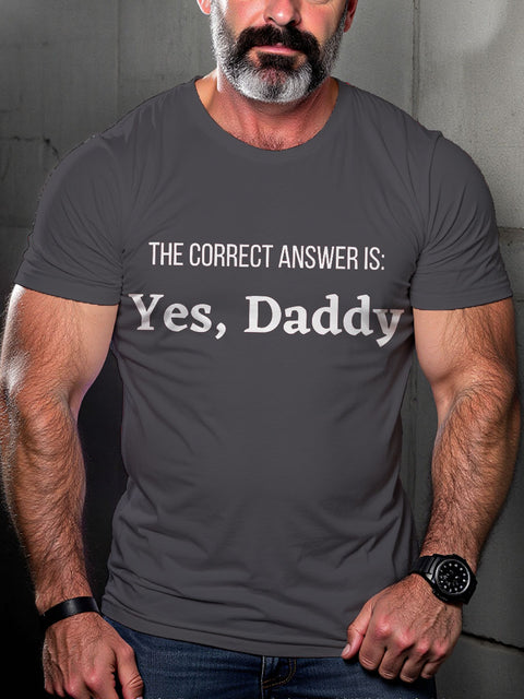 LGBT Gay Pride Yes Daddy Print Casual T-shirt