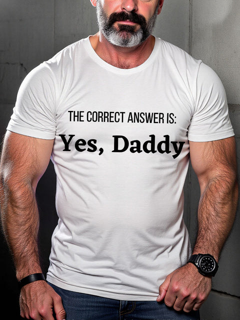 LGBT Gay Pride Yes Daddy Print Casual T-shirt