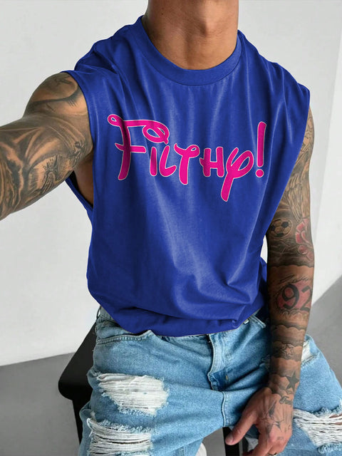 Men's LGBT Gay Pride Filthy Print Casual Wide Shoulder Vest