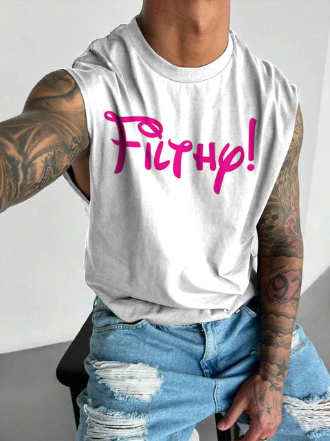 Men's LGBT Gay Pride Filthy Print Casual Wide Shoulder Vest