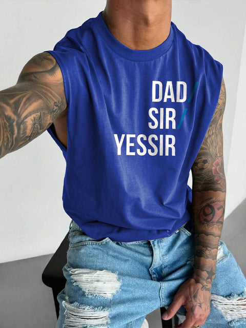 Men's LGBT Gay Pride Dad/Sir/Yessir Pronouns Graphic Print Casual Wide Shoulder Vest