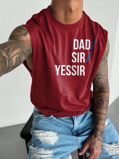 Men's LGBT Gay Pride Dad/Sir/Yessir Pronouns Graphic Print Casual Wide Shoulder Vest