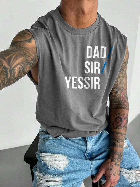 Men's LGBT Gay Pride Dad/Sir/Yessir Pronouns Graphic Print Casual Wide Shoulder Vest