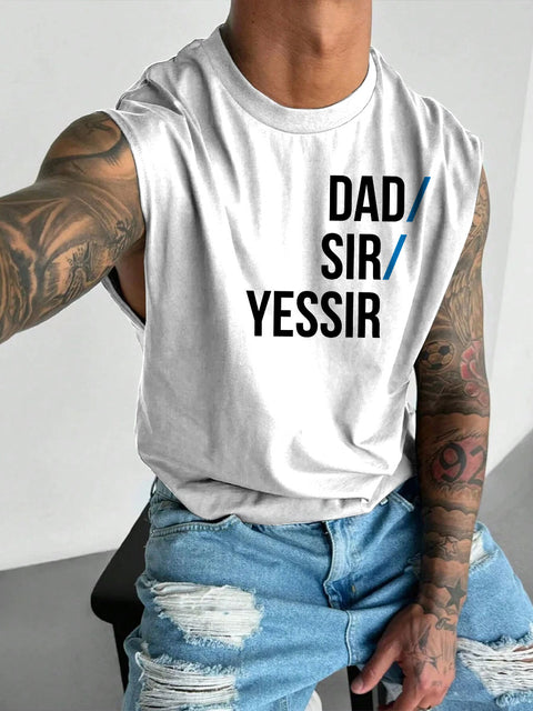 Men's LGBT Gay Pride Dad/Sir/Yessir Pronouns Graphic Print Casual Wide Shoulder Vest