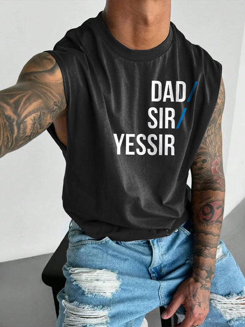 Men's LGBT Gay Pride Dad/Sir/Yessir Pronouns Graphic Print Casual Wide Shoulder Vest