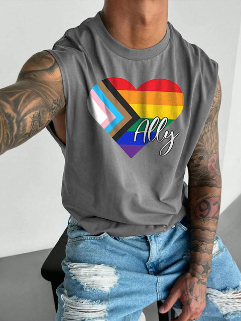 Men's LGBT Gay Pride Gay/Trans Pride Ally Print Casual Wide Shoulder Vest