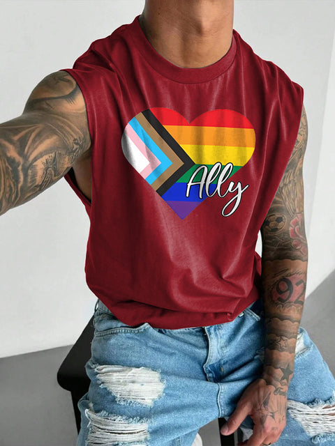 Men's LGBT Gay Pride Gay/Trans Pride Ally Print Casual Wide Shoulder Vest