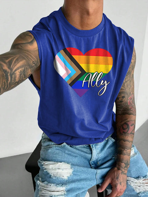 Men's LGBT Gay Pride Gay/Trans Pride Ally Print Casual Wide Shoulder Vest