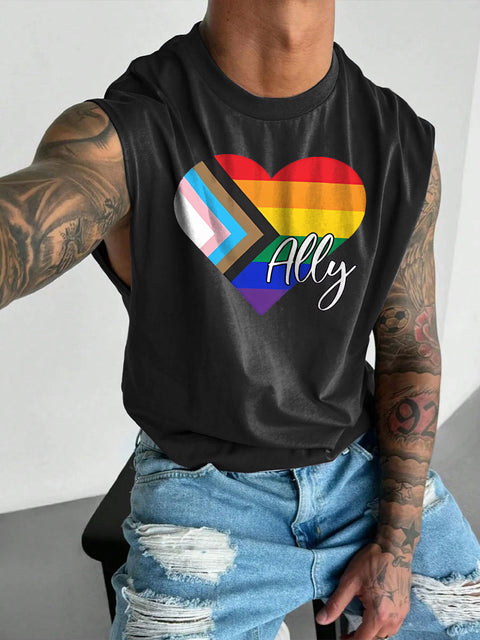 Men's LGBT Gay Pride Gay/Trans Pride Ally Print Casual Wide Shoulder Vest