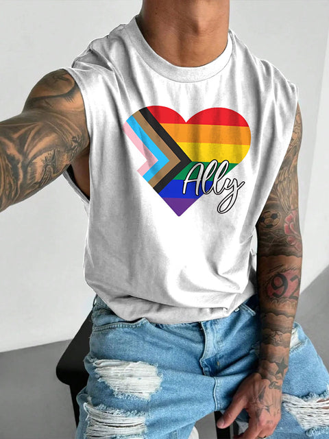 Men's LGBT Gay Pride Gay/Trans Pride Ally Print Casual Wide Shoulder Vest