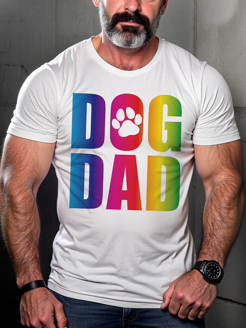 LGBT Gay Pride GAY DOG DAD Rainbow Print Casual T-shirt