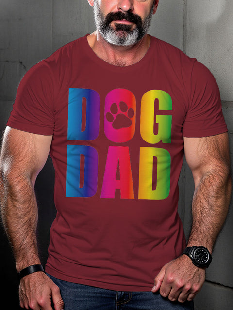LGBT Gay Pride GAY DOG DAD Rainbow Print Casual T-shirt