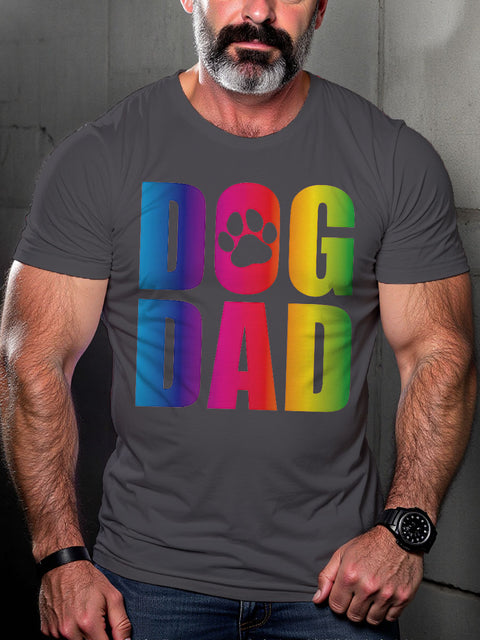 LGBT Gay Pride GAY DOG DAD Rainbow Print Casual T-shirt