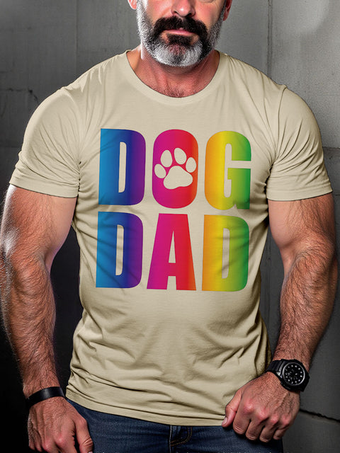 LGBT Gay Pride GAY DOG DAD Rainbow Print Casual T-shirt