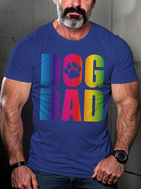 LGBT Gay Pride GAY DOG DAD Rainbow Print Casual T-shirt