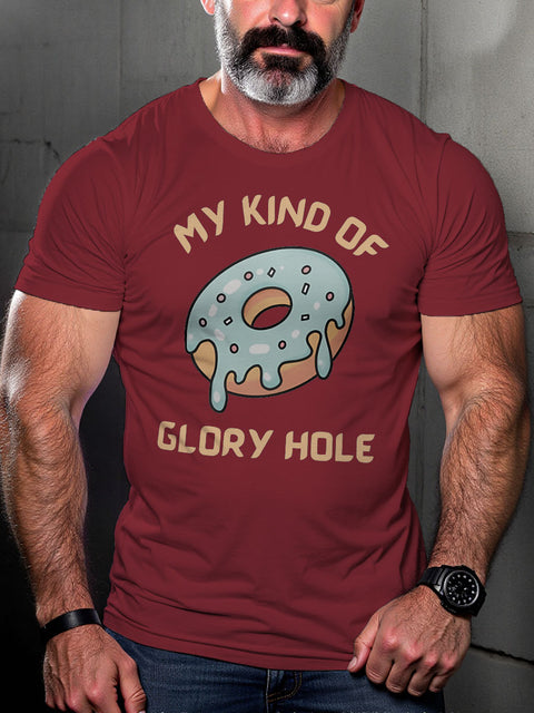 LGBT Gay Pride My Kind of Glory Hole Donut Doughnut Print Casual T-shirt