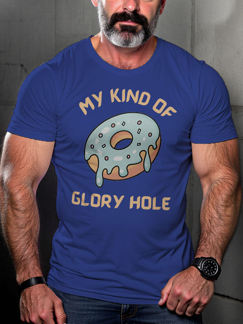 LGBT Gay Pride My Kind of Glory Hole Donut Doughnut Print Casual T-shirt