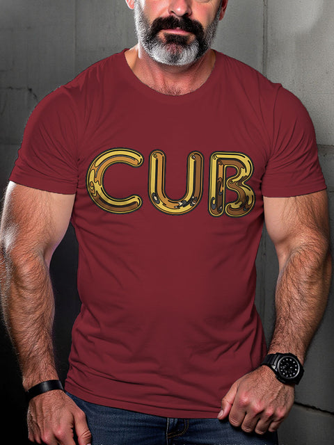 LGBT Gay Pride Cub Metallic Gay Bear Print Casual T-shirt