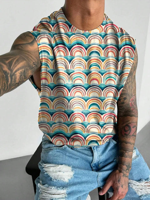 Men's LGBT Pride Love Rainbow Pattern Print Wide Shoulder Vest