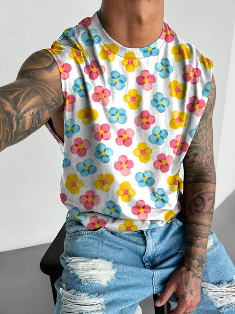 Men's LGBT Pride Pansexual Pattern Print Wide Shoulder Vest