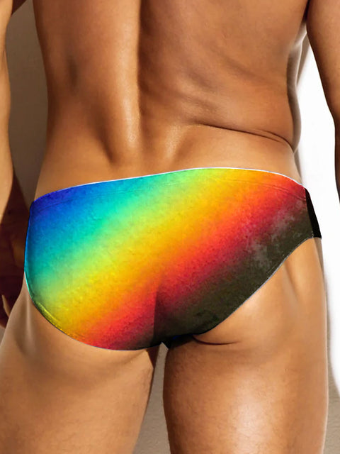 Men's Rainbow Gradient Funny Art Print Casual Underwear