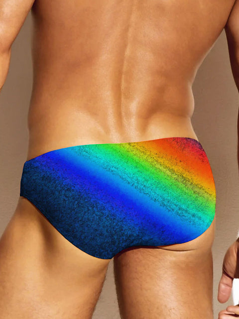 Men's Rainbow Gradient Funny Art Print Casual Underwear