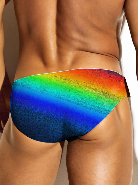 Men's Rainbow Gradient Funny Art Print Casual Underwear