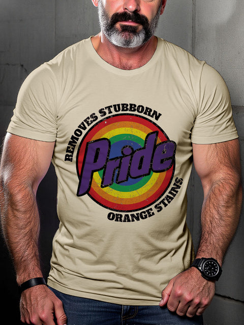 LGBT Gay Pride Gay Pride Removes Stubborn Orange Stains Print Casual T-shirt