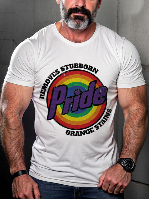 LGBT Gay Pride Gay Pride Removes Stubborn Orange Stains Print Casual T-shirt