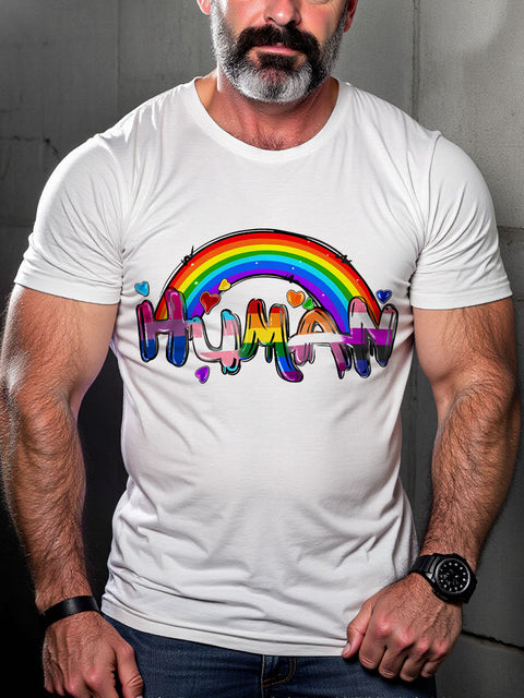 LGBT Gay Pride Gay Human Rainbow Print Casual T-shirt