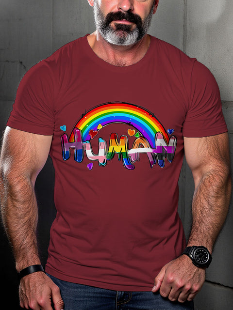 LGBT Gay Pride Gay Human Rainbow Print Casual T-shirt