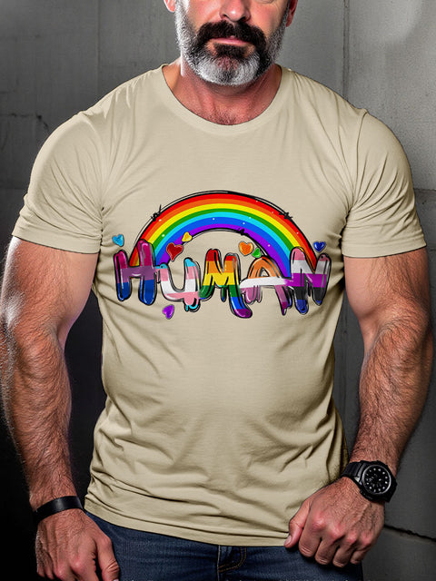 LGBT Gay Pride Gay Human Rainbow Print Casual T-shirt