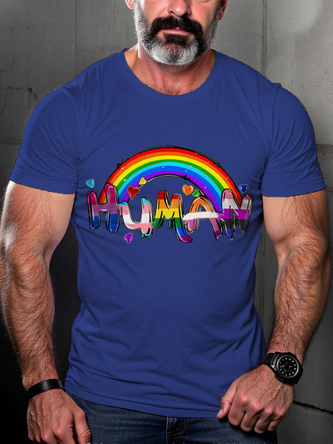 LGBT Gay Pride Gay Human Rainbow Print Casual T-shirt