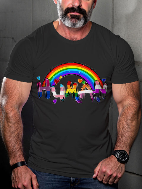 LGBT Gay Pride Gay Human Rainbow Print Casual T-shirt