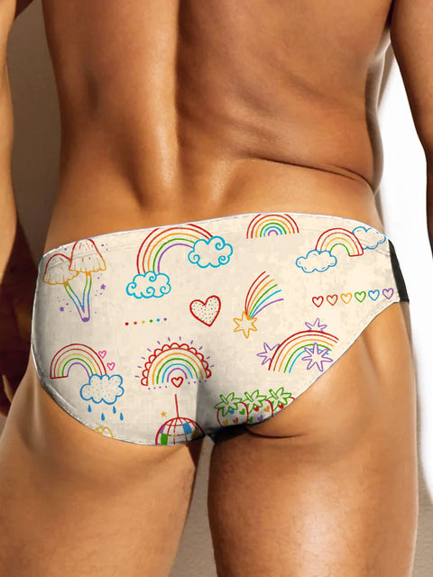 Men's LGBT Gay Rainbow Logo Cute Art Print Casual Underwear