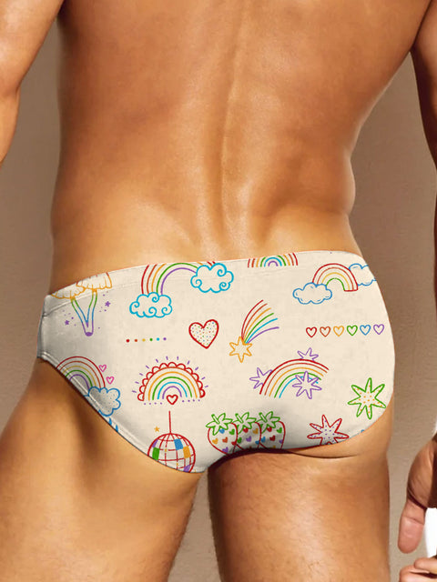 Men's LGBT Gay Rainbow Logo Cute Art Print Casual Underwear