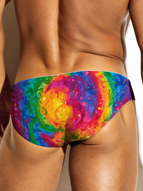 Men's Rainbow Gradient Funny Art Print Casual Underwear