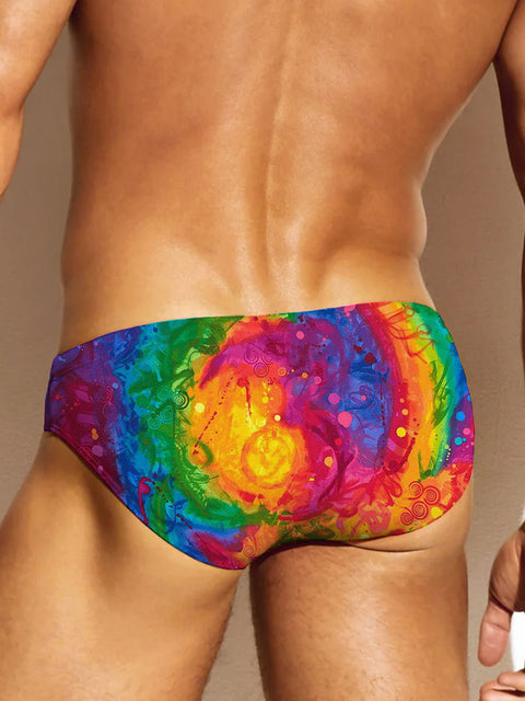 Men's Rainbow Gradient Funny Art Print Casual Underwear