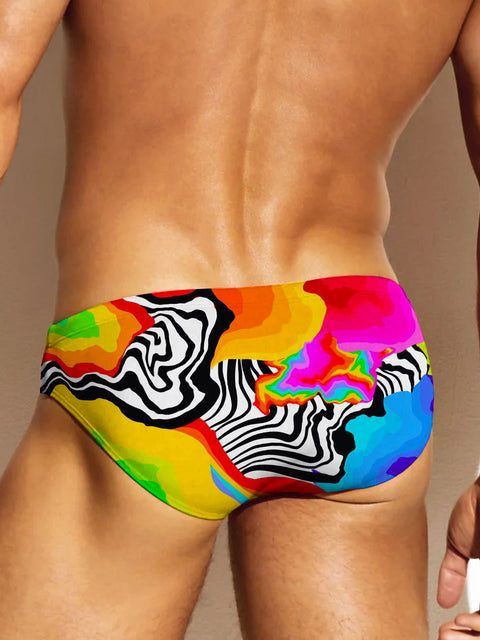 Men's Rainbow Gradient Funny Art Print Casual Underwear