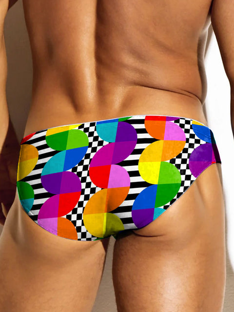 Men's Rainbow Gradient Funny Color Block Art Print Casual Underwear