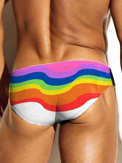Men's Rainbow Gradient Funny Art Print Casual Underwear