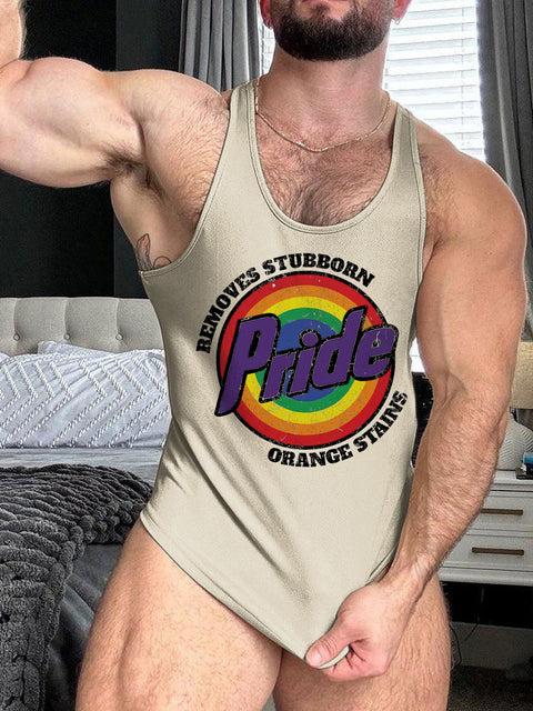 Retro Pride LGBTQ Remove Stubborn Orange Stains Rainbow Print 100% Cotton Casual Tank Top
