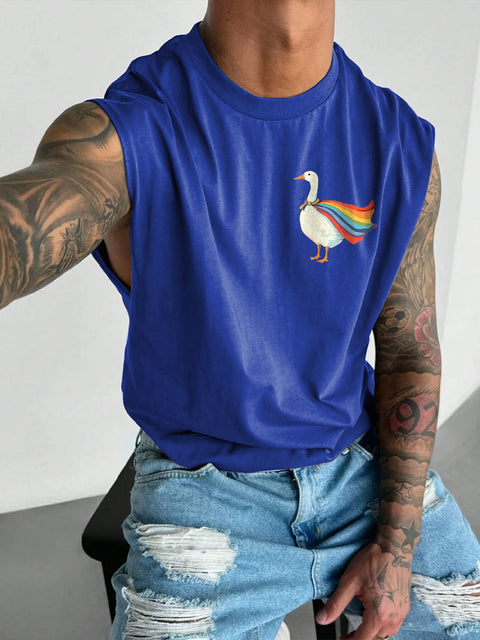 Men's Retro Pride LGBT Rainbow Goose Print Casual Wide Shoulder Vest