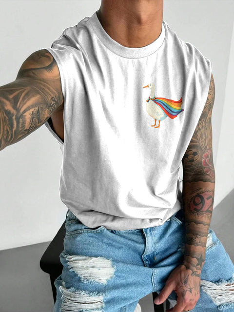 Men's Retro Pride LGBT Rainbow Goose Print Casual Wide Shoulder Vest