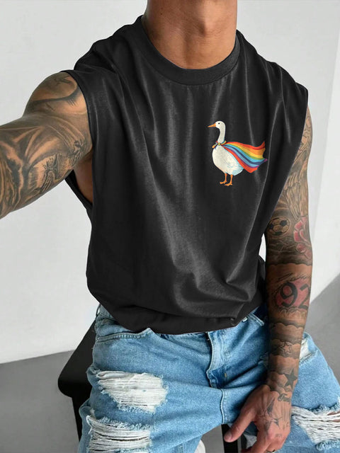 Men's Retro Pride LGBT Rainbow Goose Print Casual Wide Shoulder Vest