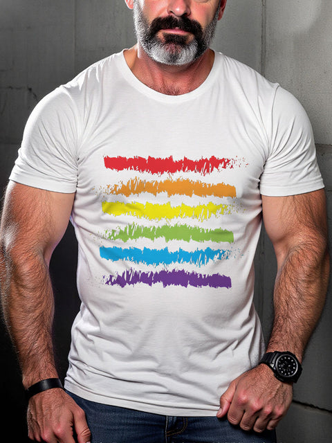 LGBT Gay Pride Rainbow Color Flag Print Casual T-shirt